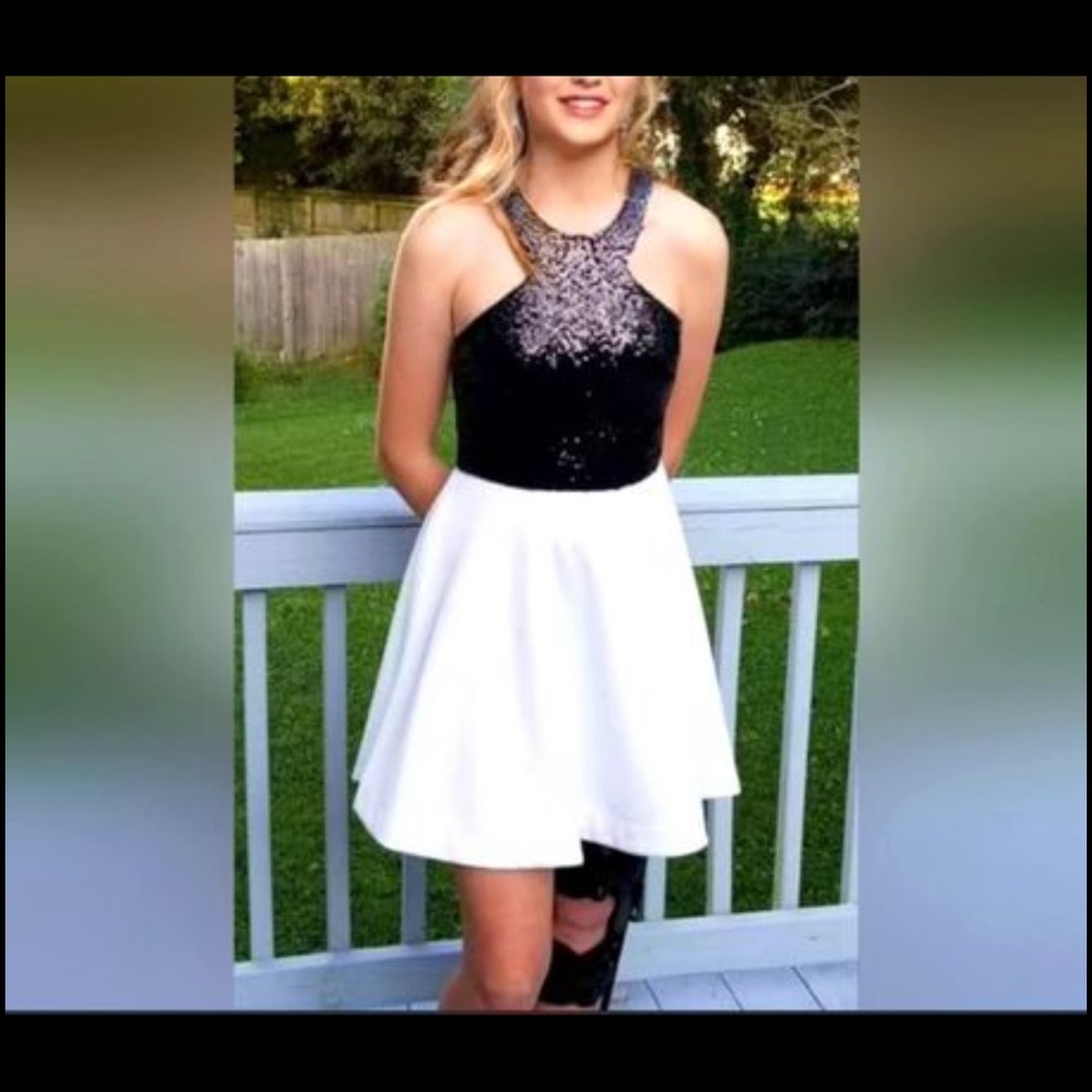 B.Darlin black and white halter dress